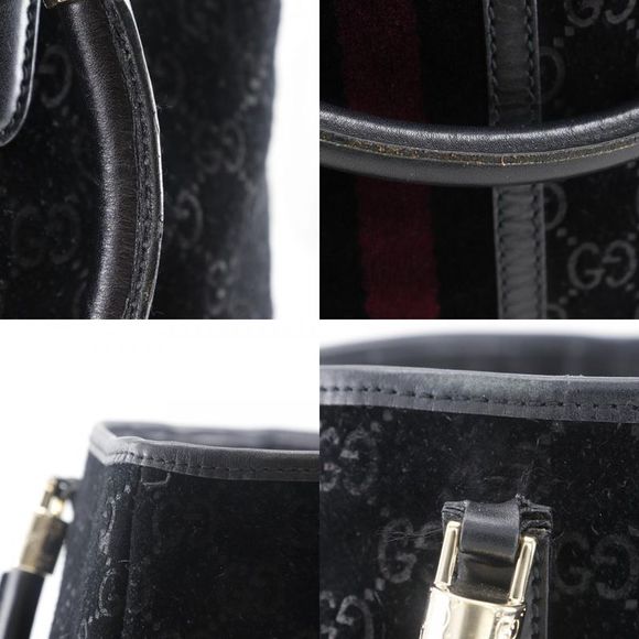 Gucci GG Sherry Line 162160 Suede Black Unisex Tote Bag - Picture 9 of 10